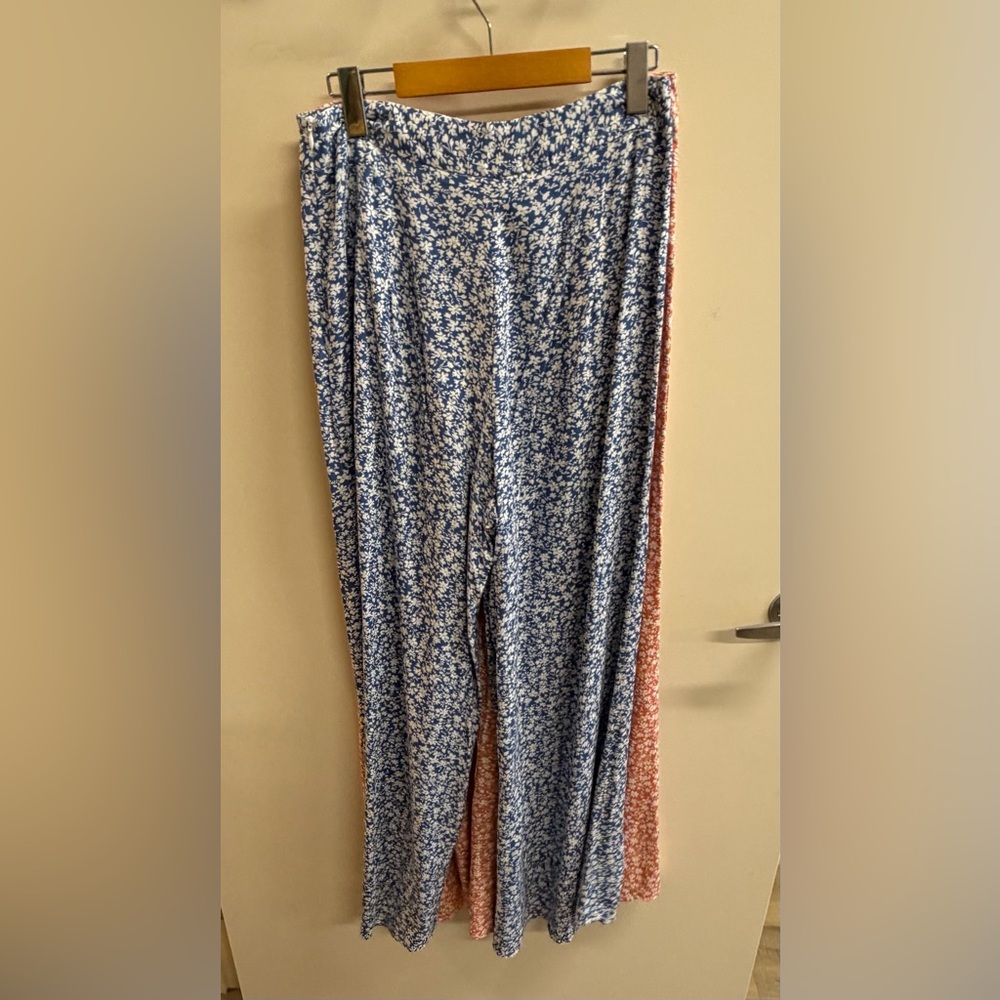 New Blue Floral Wide Leg Pants
